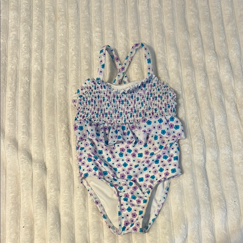 2T Floral Swimsuit with Ruffle